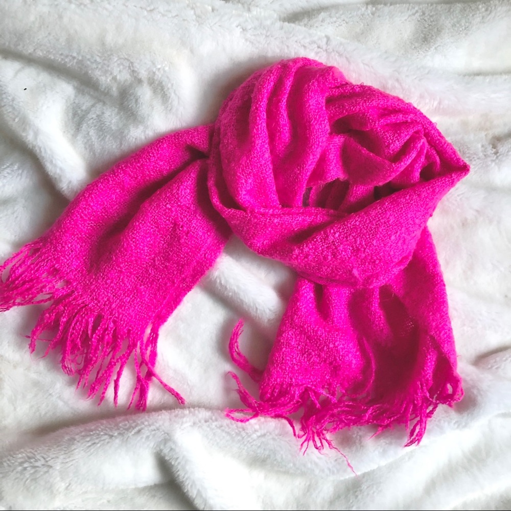 J. Crew neon pink wool scarf